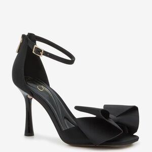 Jessica Simpson Anbrenne Open Toe Satin Black Sandal Bow Detail Size 8.5 M